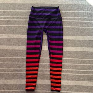 K-Deer Women’s Striped Leggings - Purple and Red